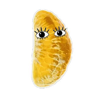 🙂 gajo de naranja, ojos, fruta, comida, dibujos animados, cítricos whatsapp sticker