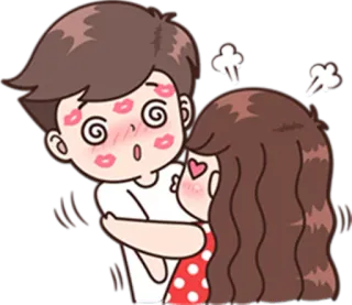 😘 dibujo animado, amor, beso, pareja, abrazo, romance telegram sticker