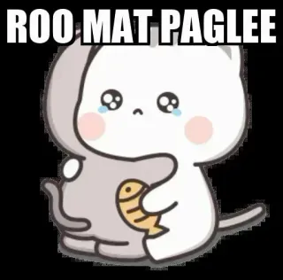 🥲 ROO MAT PAGLEE gato, pez, lindo, kawaii, animal, dibujo animado, pegatina telegram sticker