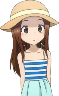 😐 chica anime, verano, sombrero, dibujos animados, lindo, vestido, kawaii telegram sticker