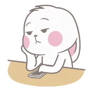 😒 kelinci, kelinci, bosan, lucu, kartun, hewan, menunggu, telepon whatsapp sticker