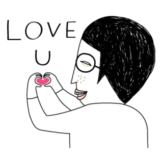❤ 心, 爱, 人, 眼镜, 角色, 卡通 telegram sticker