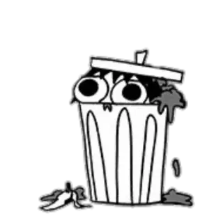 😶 trash, garbage, dumpster, waste, cartoon, sad, eyes telegram sticker