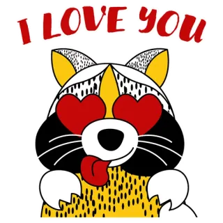 ❤ I LOVE YOU binatang, rakun, cinta, hati, kartun, lucu, hari valentine telegram sticker