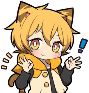 👌 애니메이션, 고양이 귀, 귀여운, 카와이, 만화, 캐릭터, OK 제스처 telegram sticker