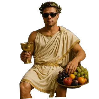 🍲 homem, toga, uvas, copo, óculos de sol, antigo, romano, celebração telegram sticker