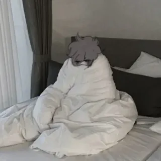 🥢 毛布, ベッド, 眠い, 心地よい, 屋内, 疲れた, アニメ telegram sticker
