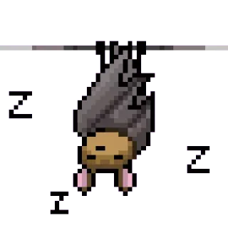 💤 bat, sleeping, cute, pixel art, animal, cartoon whatsapp sticker