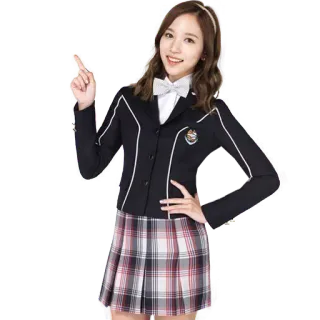 ☝️ seragam sekolah, simbol perdamaian, wanita muda, imut, pelajar, korea, gadis whatsapp sticker