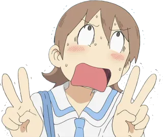 🙄 Anime, Personaje, Signo de la paz, Chica, Lindo, Expresión facial, Sudoroso whatsapp sticker