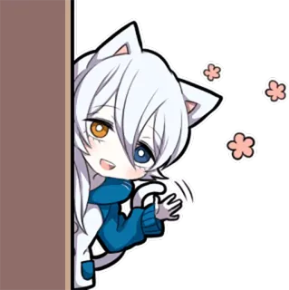 👋 anime, kocia dziewczyna, słodkie, kawaii, kreskówka, naklejka telegram sticker