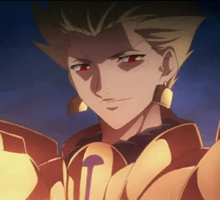 ✨ Gilgamesh Fate/Zero Anime, Uśmieszek, Bohater, Postać telegram sticker
