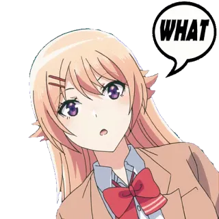 ❔ WHAT 动漫, 女孩, 震惊, 疑问, 表情, 卡通 telegram sticker