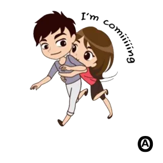 🏃 I'm coming dibujos animados, pareja, abrazo, amor telegram sticker