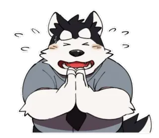 🙏 tier, hund, cartoon, anthropomorph, fell, flehend whatsapp sticker