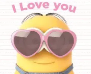 ❣️ Minion I Love you Minion, Amor, Desenho animado, Óculos de coração, Eu te amo, Fofo whatsapp sticker