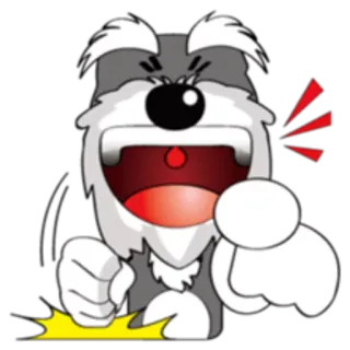 🤣 perro, dibujo animado, enojado, gritando, señalando, cómic telegram sticker