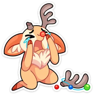 😭 rendier, huilen, verdrietig, gebroken, kerst, cartoon telegram sticker