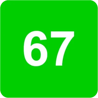 🟩 67 numero, 67, verde, bianco, numerico telegram sticker