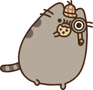 🍪 Pusheen Katze, Detektiv, Keks, süß, Cartoon, lustig, Pusheen telegram sticker
