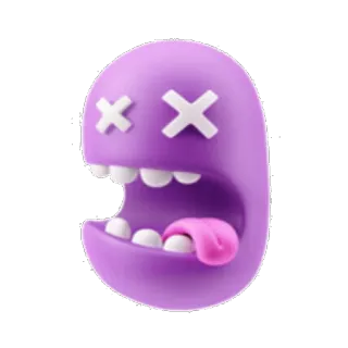 😲 이모지, 죽음, 보라색, 만화, 얼굴, 웃긴 telegram sticker
