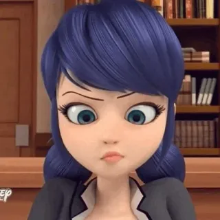 😠 Marinette Dupain-Cheng Miraculous: Tales of Ladybug & Cat Noir cartoon, anime, girl, blue hair, expression, animated, Miraculous Ladybug, Marinette whatsapp sticker