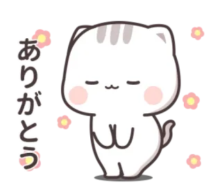 🐱 ありがとう gato, gracias, lindo, kawaii, flor, japonés, saludo, animal telegram sticker