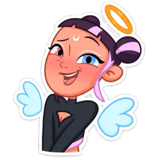 😇 ángel, dibujos animados, halo, lindo, personaje, alas telegram sticker