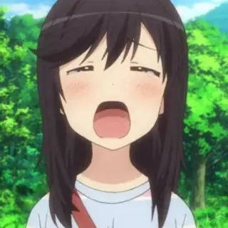 🌈 Anime, Mädchen, verschlafen, gähnen, Cartoon, Charakter whatsapp sticker