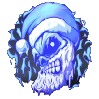 😄 Schädel, Winter, Mütze, Monster, Eis, Blau telegram sticker