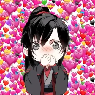 💞 动漫, Q版, 可爱, 爱, 心, 粉丝艺术 telegram sticker