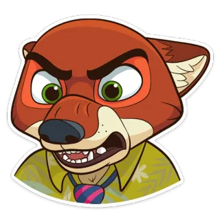 😠 Nick Wilde Zootopia キツネ, 漫画, ディズニー, ズートピア, ニック・ワイルド, 怒り telegram sticker
