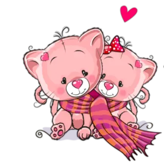 👫 gatto, animale, sticker, amore, rosa, cuore, cartone animato whatsapp sticker