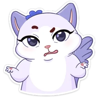 🤷‍♀️ cat, cute, sticker, cartoon, animal, purple, angry, expression whatsapp sticker
