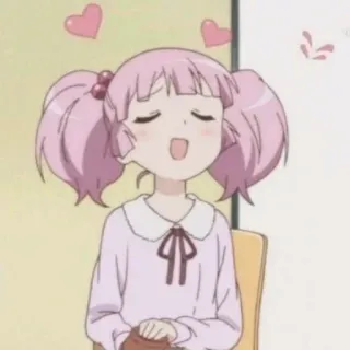 💛 anime, girl, pink hair, cute, happy telegram sticker