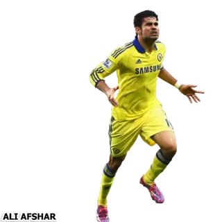 ⚽ ALI'AFSHAR sepak bola, sepak bola, atlet, pemain, olahraga, orang, kaos kuning telegram sticker