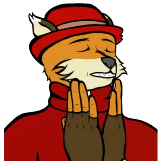 ❤️ anthropomorphic, fox, red, hat, furry, cartoon telegram sticker