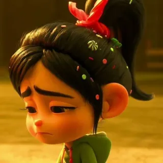 🦋 Vanellope von Schweetz Wreck-It Ralph Vanellope, Wreck-It Ralph, Disney, Cartoon, Princess, Sad, Girl whatsapp sticker