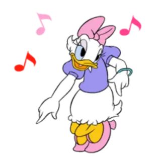 🎼 Daisy Duck hoạt hình, anime, Disney, Vịt Daisy, âm nhạc, nhảy múa telegram sticker