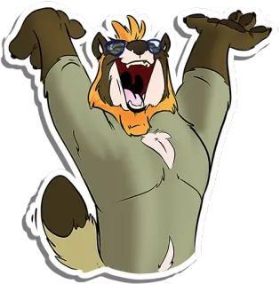 😆 cartoon, anthropomorphic, animal, bear, happy, sunglasses, illustration telegram sticker