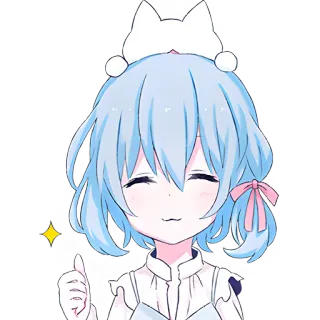 👍 Anime, Niedlich, Cartoon, Mädchen, Fröhlich, Daumen hoch telegram sticker