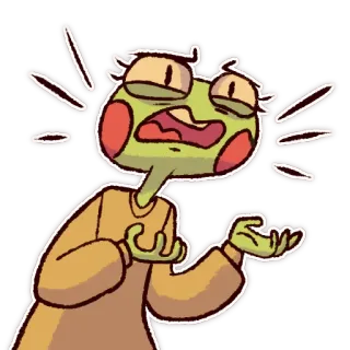 🤯 kikker, cartoon, personage, geanimeerd, illustratie, schattig, grappig telegram sticker
