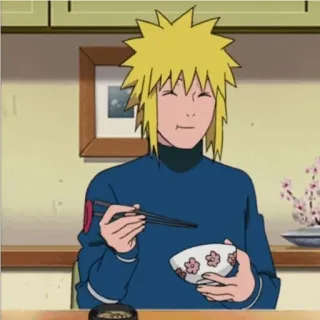 🥀 Minato Namikaze Naruto Anime, Naruto, Minato, Comiendo, Palillos chinos, Asiático, Comida telegram sticker