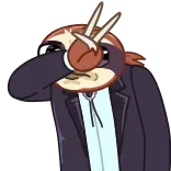 🕺 luiaard, pak, stropdas, hand, oog, personage, cartoon telegram sticker