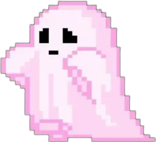 🌟 ghost, pixel art, cute, pink, halloween, spooky telegram sticker