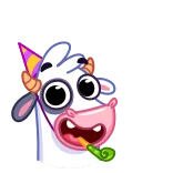 🥳 cow, animal, cartoon, party, celebration, cute telegram sticker