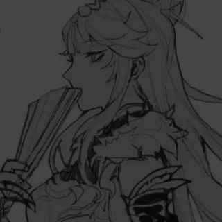 🗝 Anime, Fan, Femme, Croquis telegram sticker