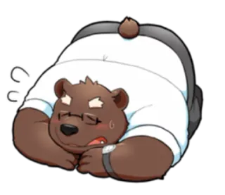 🙇 หมี, การ์ตูน, เหนื่อย, สัตว์, ง่วง, น่ารัก telegram sticker