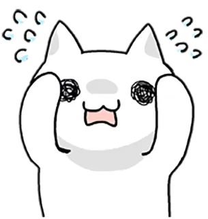 😰 chat, blanc, dessin animé, mignon, autocollant, kawaii, animal, animal de compagnie whatsapp sticker