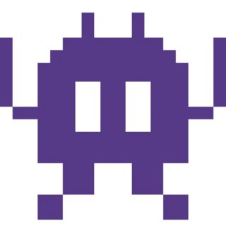 👾 pixel art, alien, purple, retro, 8-bit telegram sticker